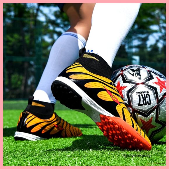 Polyurethane Soccer Cleats with High-Top Ankle Support for Training